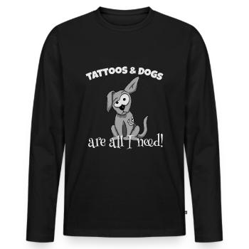 Les tatouages et le tatouage chien chiens cadeau frais - T-shirt manches longues Premium bio Homme - noir - Devant - Nico (187cm)