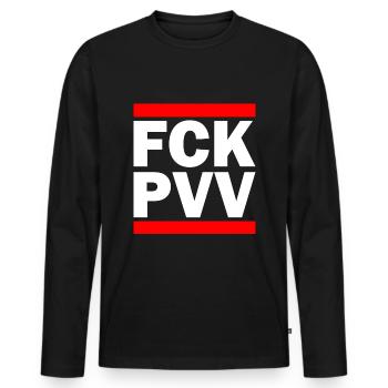 Fck pvv - Männer Premium Bio Langarmshirt - Schwarz - Vorne - Nico (187cm)