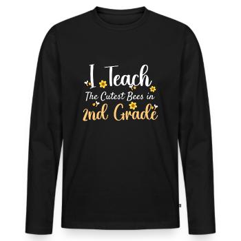 I Teach The Cutest Bees In 2nd Grade - Männer Premium Bio Langarmshirt - Schwarz - Vorne - Nico (187cm)