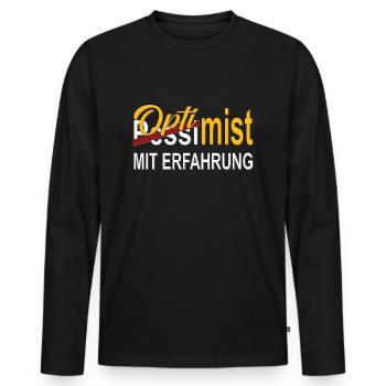 Optimist mit Erfahrung Geschenk - Männer Premium Bio Langarmshirt - Schwarz - Vorne - Nico (187cm)