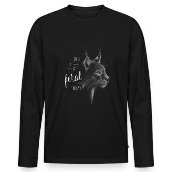 Un peu sauvage aujourd’hui ! Lynx, chat sauvage, chat sauvage - T-shirt manches longues Premium bio Homme - noir - Devant - Nico (187cm)