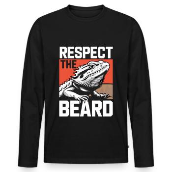 Respect the Beard! Bearded Dragon Reptile Terraristics - Men's Premium Organic Long Sleeve Shirt - black - Front - Nico (187cm)