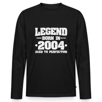 Légende depuis 2004 Vintage Born Anniversaire - T-shirt manches longues Premium bio Homme - noir - Devant - Nico (187cm)