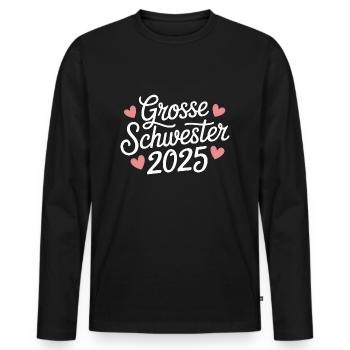 Grande sœur 2025 - T-shirt manches longues Premium bio Homme - noir - Devant - Nico (187cm)