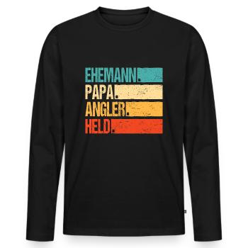 Angeln Ehemann Papa Angler Retro Vatertag - Männer Premium Bio Langarmshirt - Schwarz - Vorne - Nico (187cm)