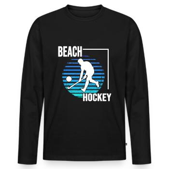 Beachhockey hockeyspielen am Strand BeachhockeyFun - Männer Premium Bio Langarmshirt - Schwarz - Vorne - Nico (187cm)