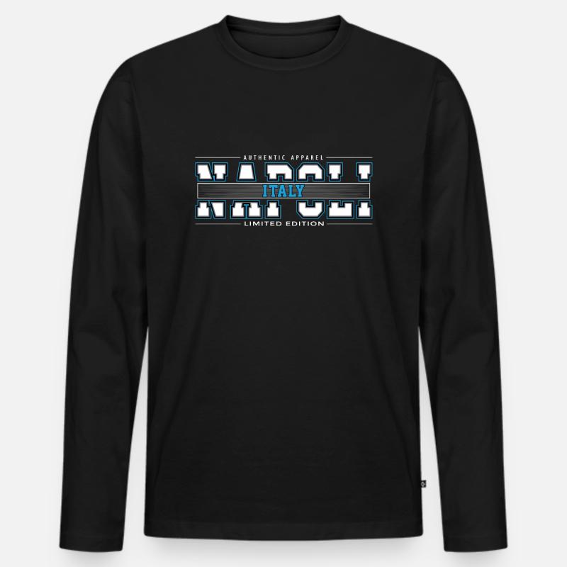 NAPOLI - Männer Premium Bio Langarmshirt - Schwarz
