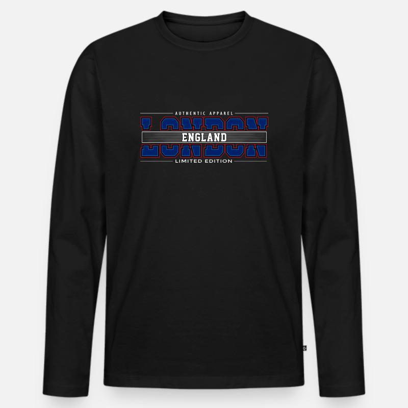 London - Männer Premium Bio Langarmshirt - Schwarz