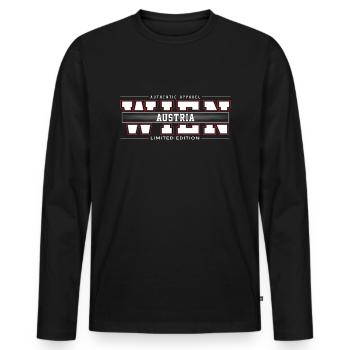 Vienna - Men's Premium Organic Long Sleeve Shirt - black - Front - Nico (187cm)