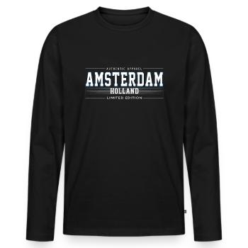 Amsterdam - Men's Premium Organic Long Sleeve Shirt - black - Front - Nico (187cm)