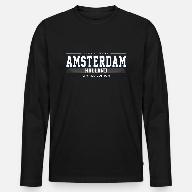 Amsterdam - Männer Premium Bio Langarmshirt - Schwarz
