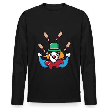 Jongleur Jongleur Clown De Cirque - T-shirt manches longues Premium bio Homme - noir - Devant - Nico (187cm)