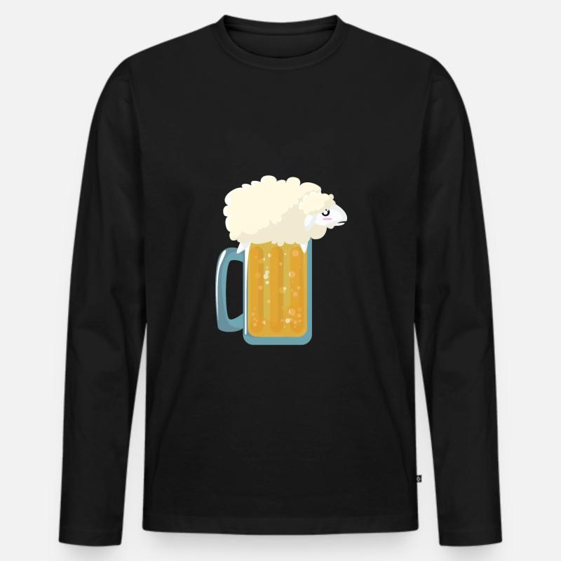 Bier Schaf als Bierschaum - Männer Premium Bio Langarmshirt - Schwarz