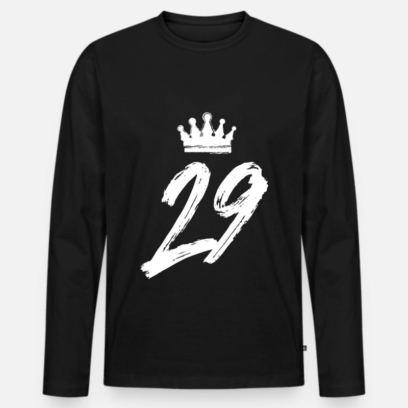 29 Zahl Krone - Männer Premium Bio Langarmshirt - Schwarz