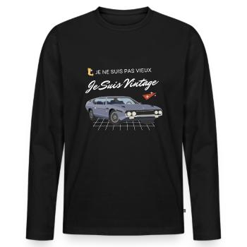 De n'suis pas vieux de suis vintage daddy - Men's Premium Organic Long Sleeve Shirt - black - Front - Nico (187cm)