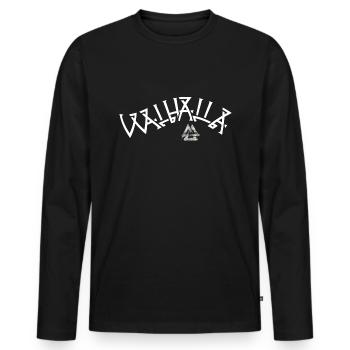 Walhalla - Walknut Runes - Men's Premium Organic Long Sleeve Shirt - black - Front - Nico (187cm)