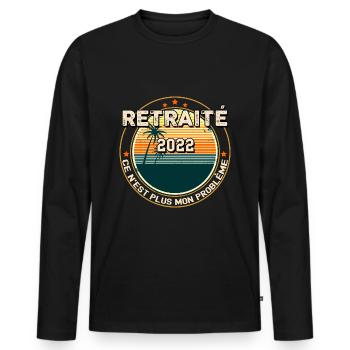 Retraité 2022 Citation Cadeau Homme - T-shirt manches longues Premium bio Homme - noir - Devant - Nico (187cm)