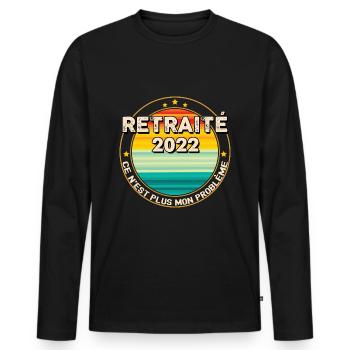 Retraité 2022 Phrase Marrante Pour Homme Départ - T-shirt manches longues Premium bio Homme - noir - Devant - Nico (187cm)