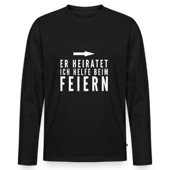 Junggesellenabschied T-Shirt - Männer Premium Bio Langarmshirt - Schwarz - Vorne - Nico (187cm)