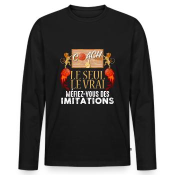 Entraineur basket humour Coach - T-shirt manches longues Premium bio Homme - noir - Devant - Nico (187cm)