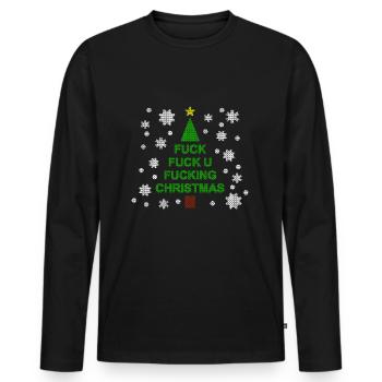 Vas te faire encule Noël / Noël / Noël - T-shirt manches longues Premium bio Homme - noir - Devant - Nico (187cm)