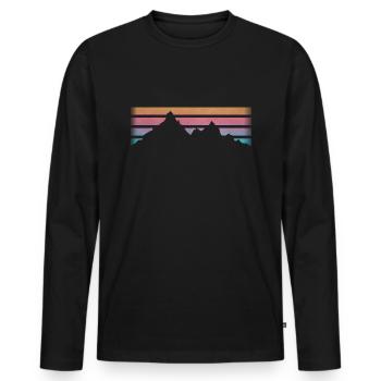 MONTAGNES - RANDONNÉE - RETRO Stripes - T-shirt manches longues Premium bio Homme - noir - Devant - Nico (187cm)