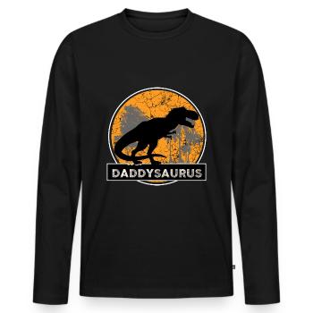 Daddysaurus Dinosaur Father Gift - T-shirt manches longues Premium bio Homme - noir - Devant - Nico (187cm)