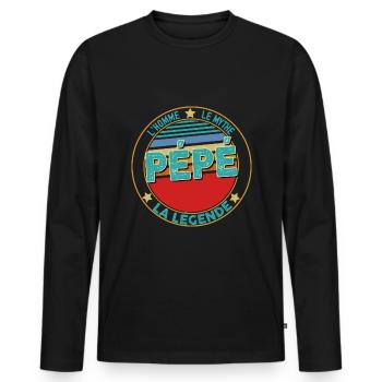 Mon Pépé le mythe la legende Papy Vintage - T-shirt manches longues Premium bio Homme - noir - Devant - Nico (187cm)