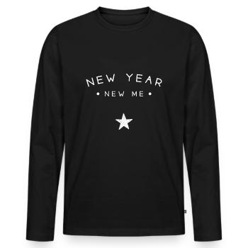 Neues Jahr, neues Ich - Männer Premium Bio Langarmshirt - Schwarz - Vorne - Nico (187cm)