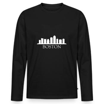 horizon boston - T-shirt manches longues Premium bio Homme - noir - Devant - Nico (187cm)