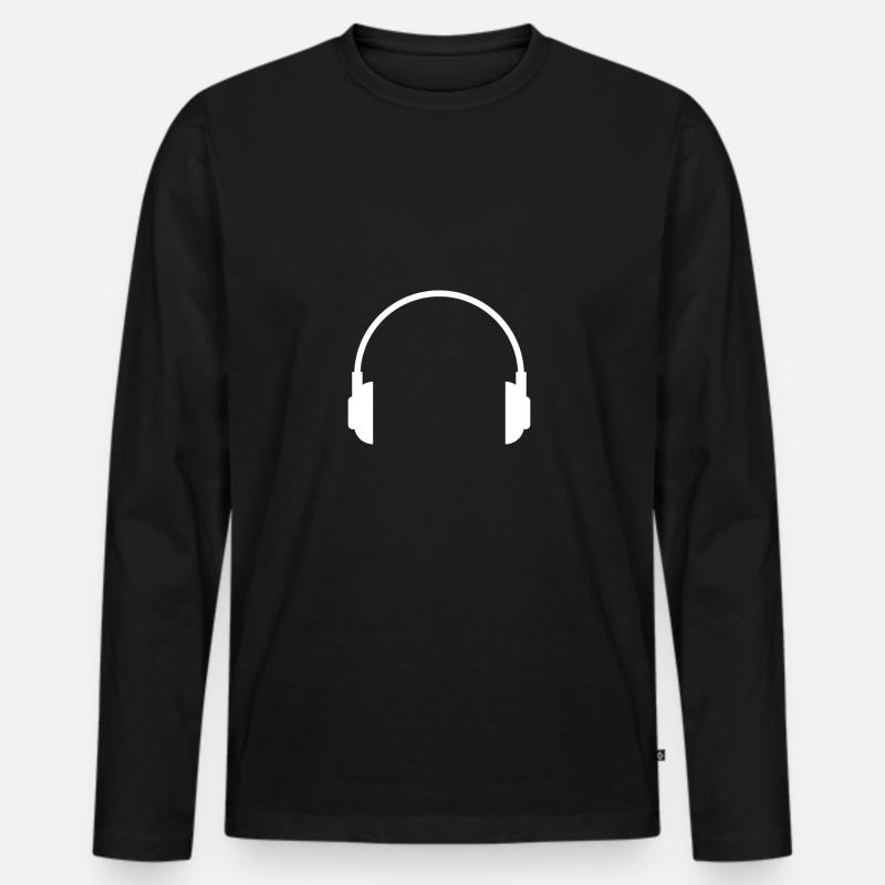 Kopfhörer - Männer Premium Bio Langarmshirt - Schwarz