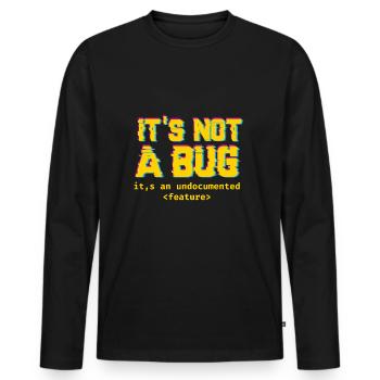 Es ist nicht eine Wanze, es ist eine nicht dokumentierte Funktion - Männer Premium Bio Langarmshirt - Schwarz - Vorne - Nico (187cm)