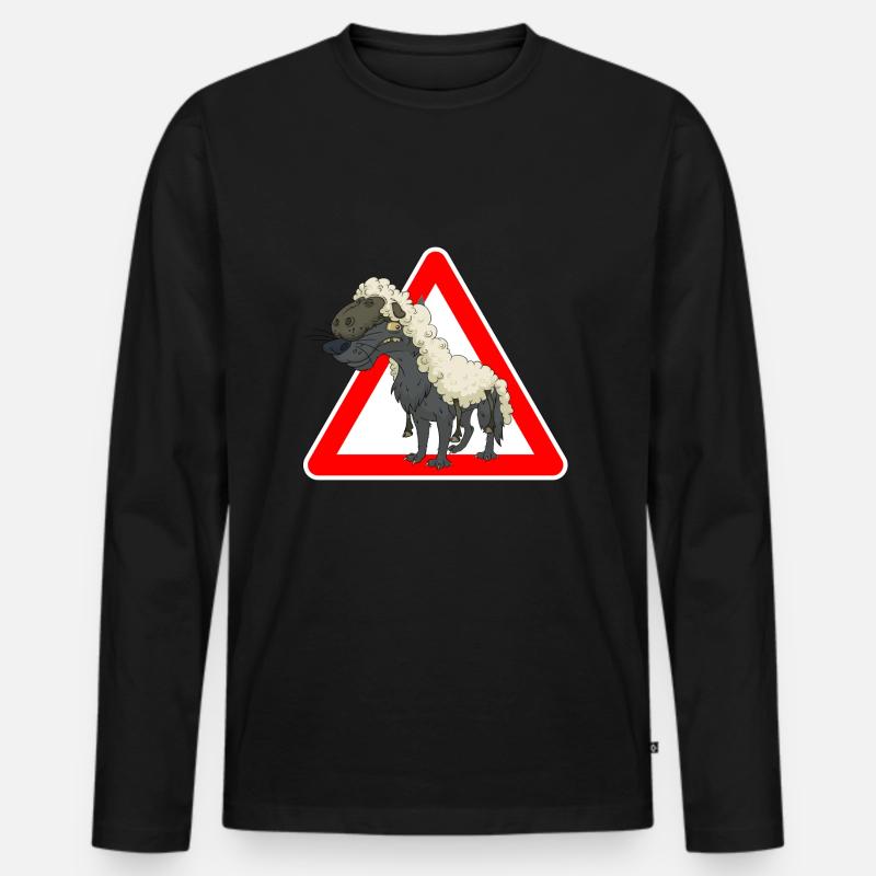 Wolf - Männer Premium Bio Langarmshirt - Schwarz
