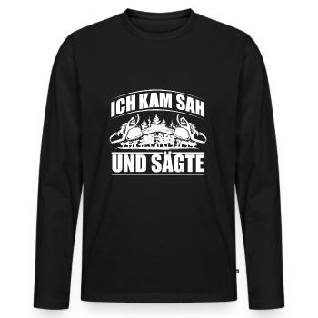 WOODEN SAW CHAINSAW GIFT FOREST FÖRSTER PROFESSION - Men's Premium Organic Long Sleeve Shirt - black - Front - Nico (187cm)