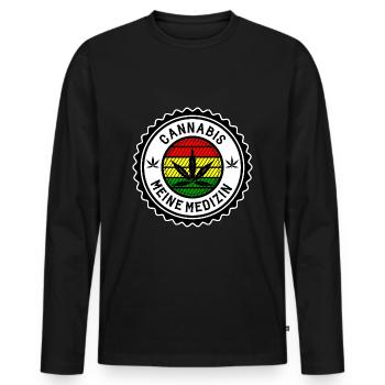Cannabis - Männer Premium Bio Langarmshirt - Schwarz - Vorne - Nico (187cm)