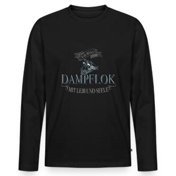 Dampflok ist Eisenbahn für Lokführer mit Nostalgie - Männer Premium Bio Langarmshirt - Schwarz - Vorne - Nico (187cm)