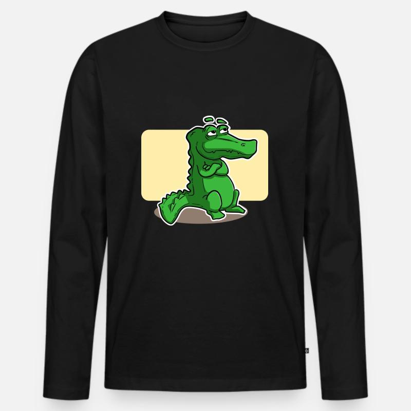 süsses Krokodil - Männer Premium Bio Langarmshirt - Schwarz