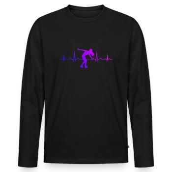 Roller Skating Patin à roulettes masculin Rollerskate - T-shirt manches longues Premium bio Homme - noir - Devant - Nico (187cm)