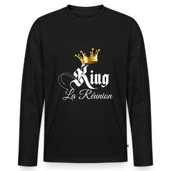 King la Réunion Cadeau Homme ou enfant - T-shirt manches longues Premium bio Homme - noir - Devant - Nico (187cm)