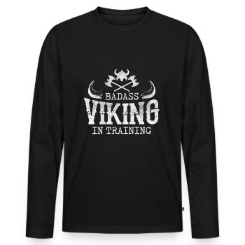 Badass dans la formation Viking - T-shirt manches longues Premium bio Homme - noir - Devant - Nico (187cm)