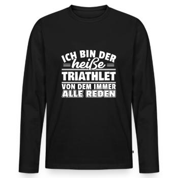 Heißer Triathlet - Männer Premium Bio Langarmshirt - Schwarz - Vorne - Nico (187cm)