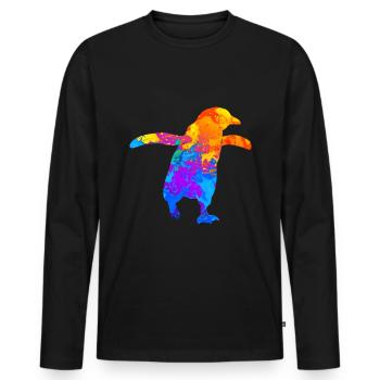 Pingouins Pingouins Silhouette des amoureux des animaux - T-shirt manches longues Premium bio Homme - noir - Devant - Nico (187cm)