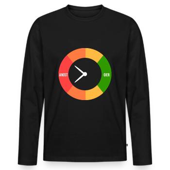 Angst > Gier - Männer Premium Bio Langarmshirt - Schwarz - Vorne - Nico (187cm)