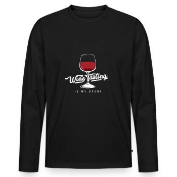 My sport: testing wine! Born wine tester! - Men's Premium Organic Long Sleeve Shirt - black - Front - Nico (187cm)