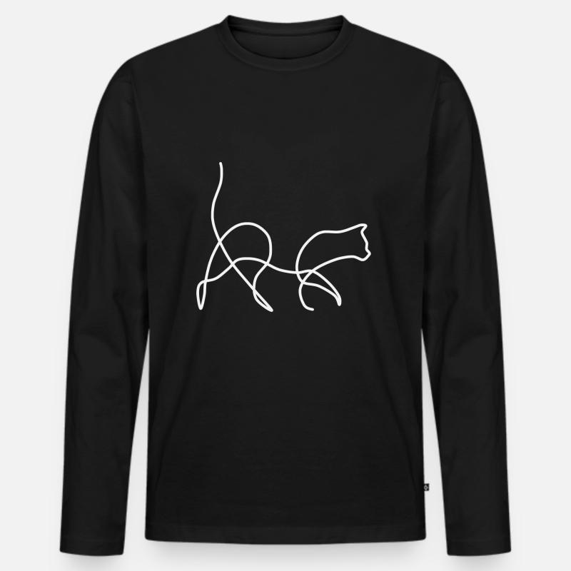 cat - Männer Premium Bio Langarmshirt - Schwarz