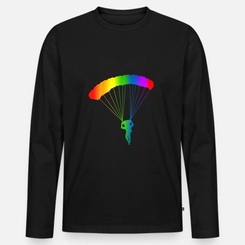 Bunter Fallschirm Regenbogen - Männer Premium Bio Langarmshirt - Schwarz