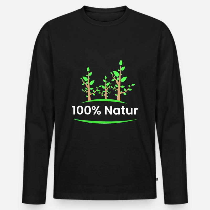 100% Natur - Männer Premium Bio Langarmshirt - Schwarz