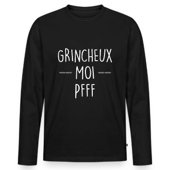 Moi grincheux. Humour pour Ami de mauvaise humeur - T-shirt manches longues Premium bio Homme - noir - Devant - Nico (187cm)