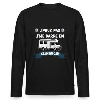 Camping camping-car et randonnée - T-shirt manches longues Premium bio Homme - noir - Devant - Nico (187cm)