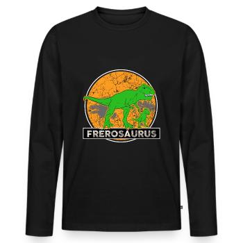 Frèrosaurus Mon Grand Frère Protecteur Dinosaure - T-shirt manches longues Premium bio Homme - noir - Devant - Nico (187cm)